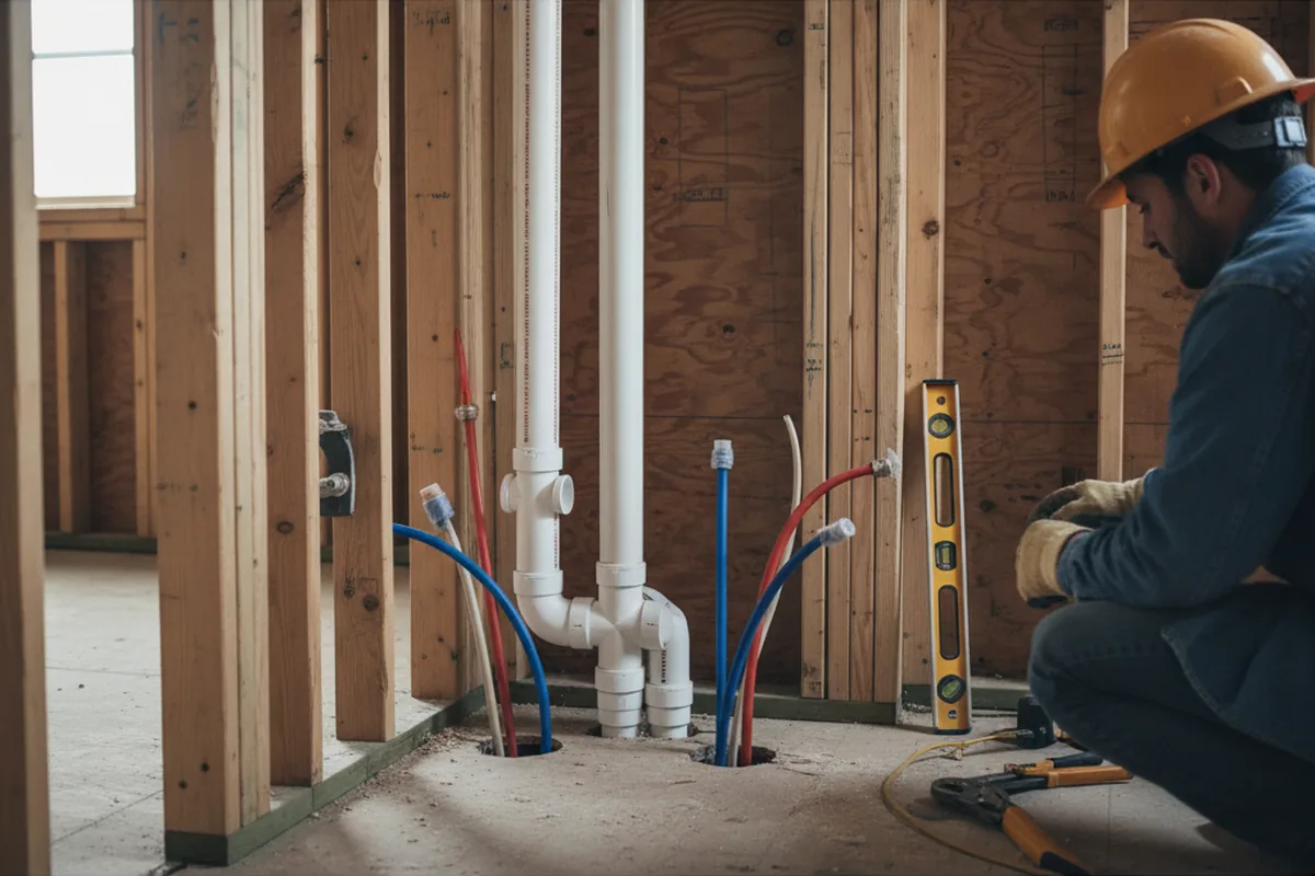 Drain and supply rough-in during Leak Detection in Bethel Park