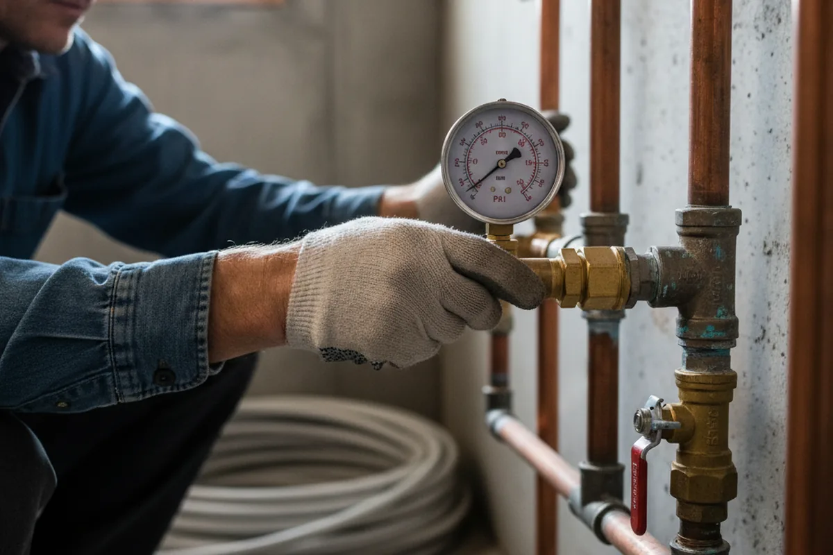 Pressure testing a repaired line during Water Line Repair in Bethel Park